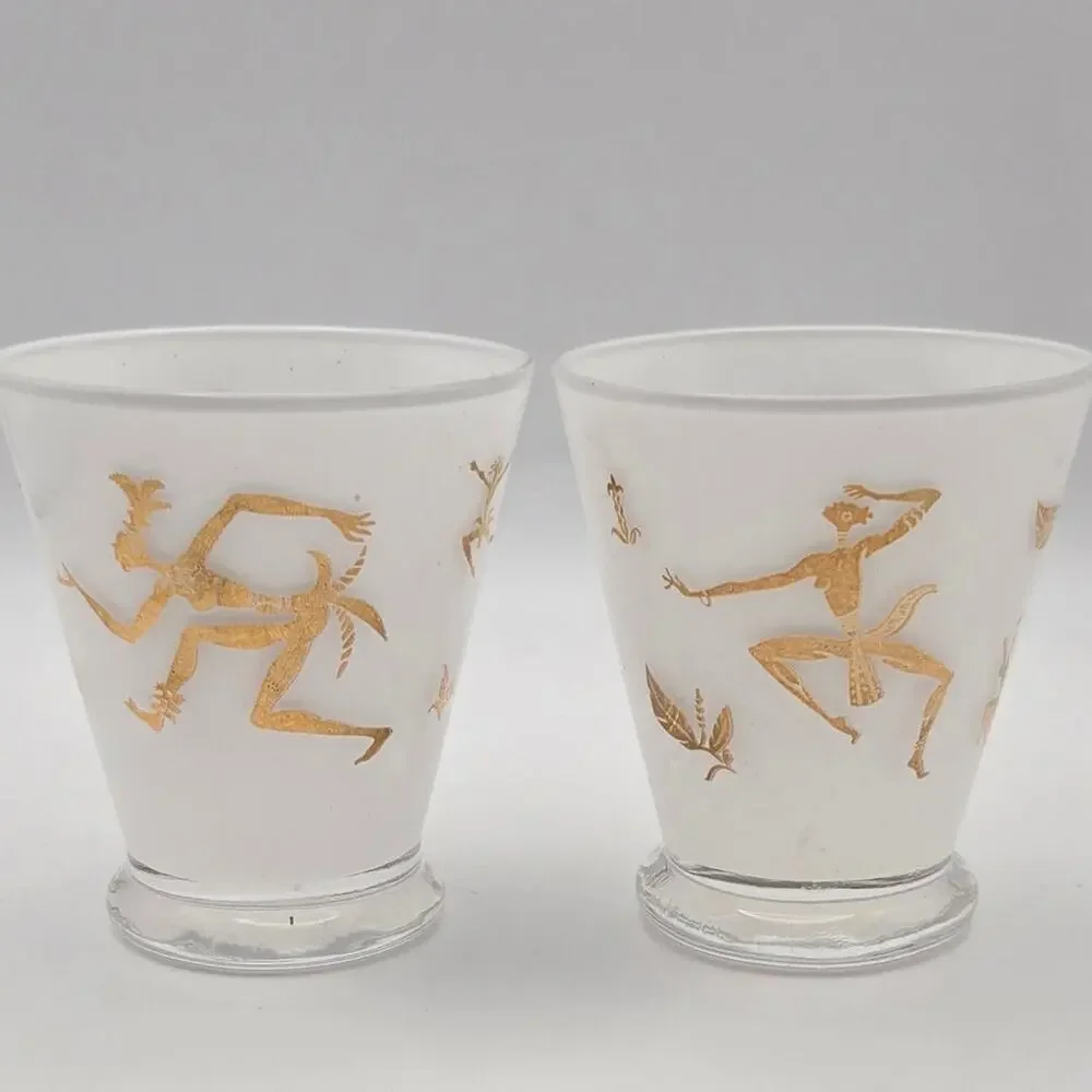 Josephine Baker Art Decor Set of Two Shot White Frosted Glasses